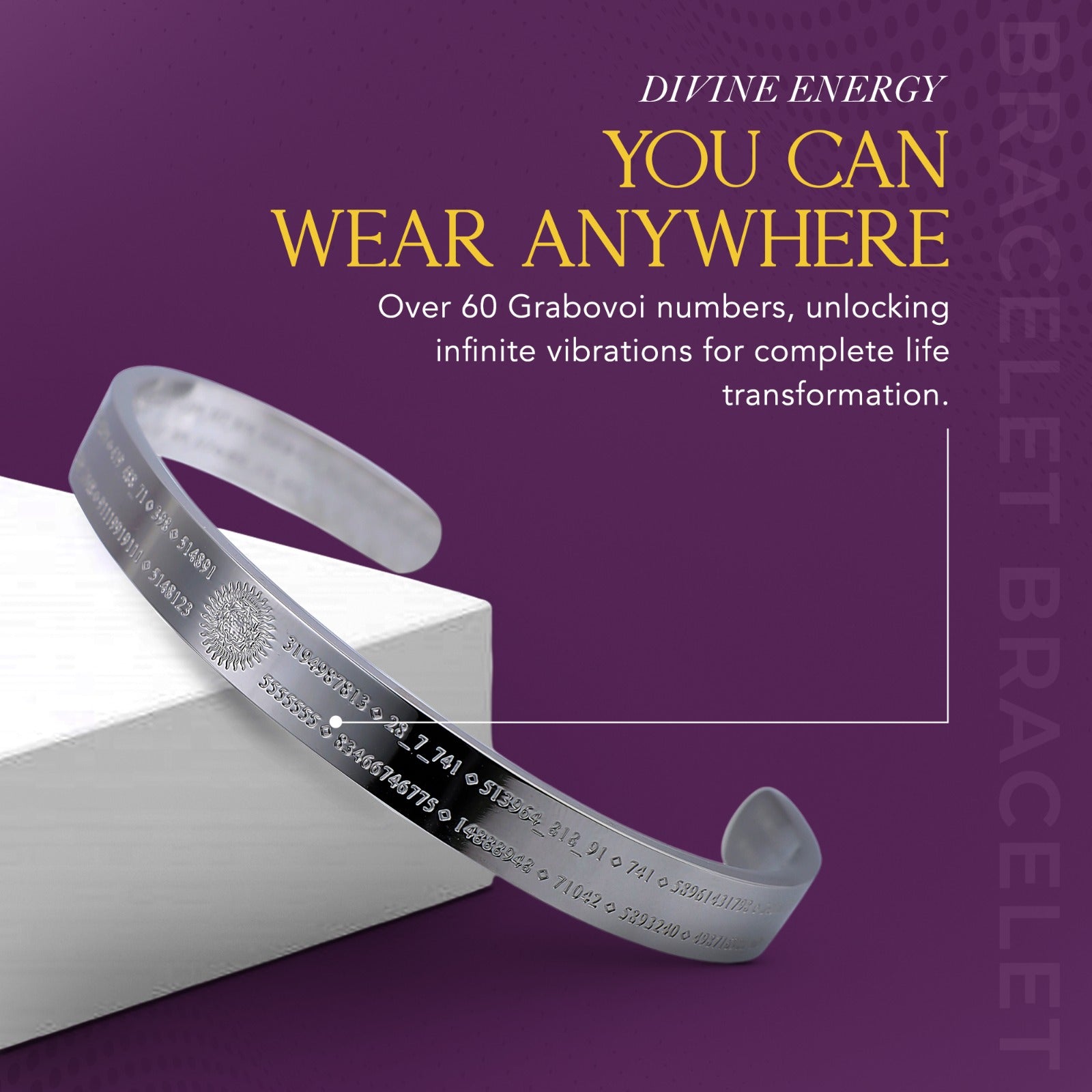 Pulsera Activadora de Vida con Números de Grabovoi y Geometría Sagrada