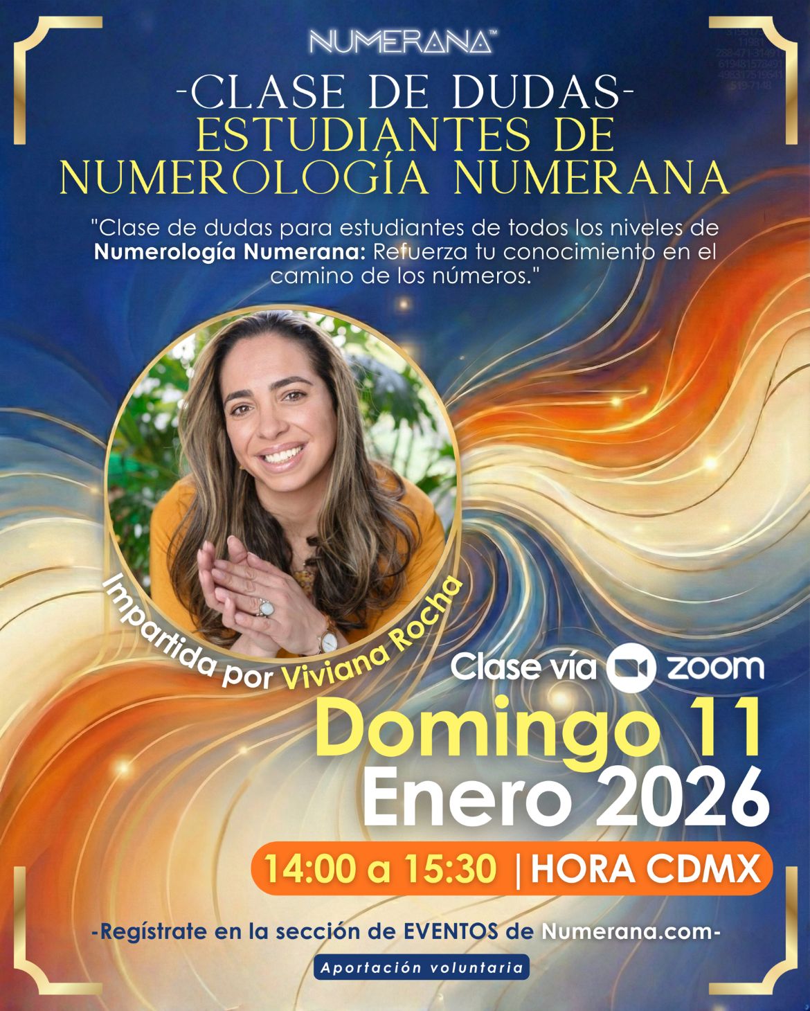 Promotional flyer for a Numerana class with a woman&