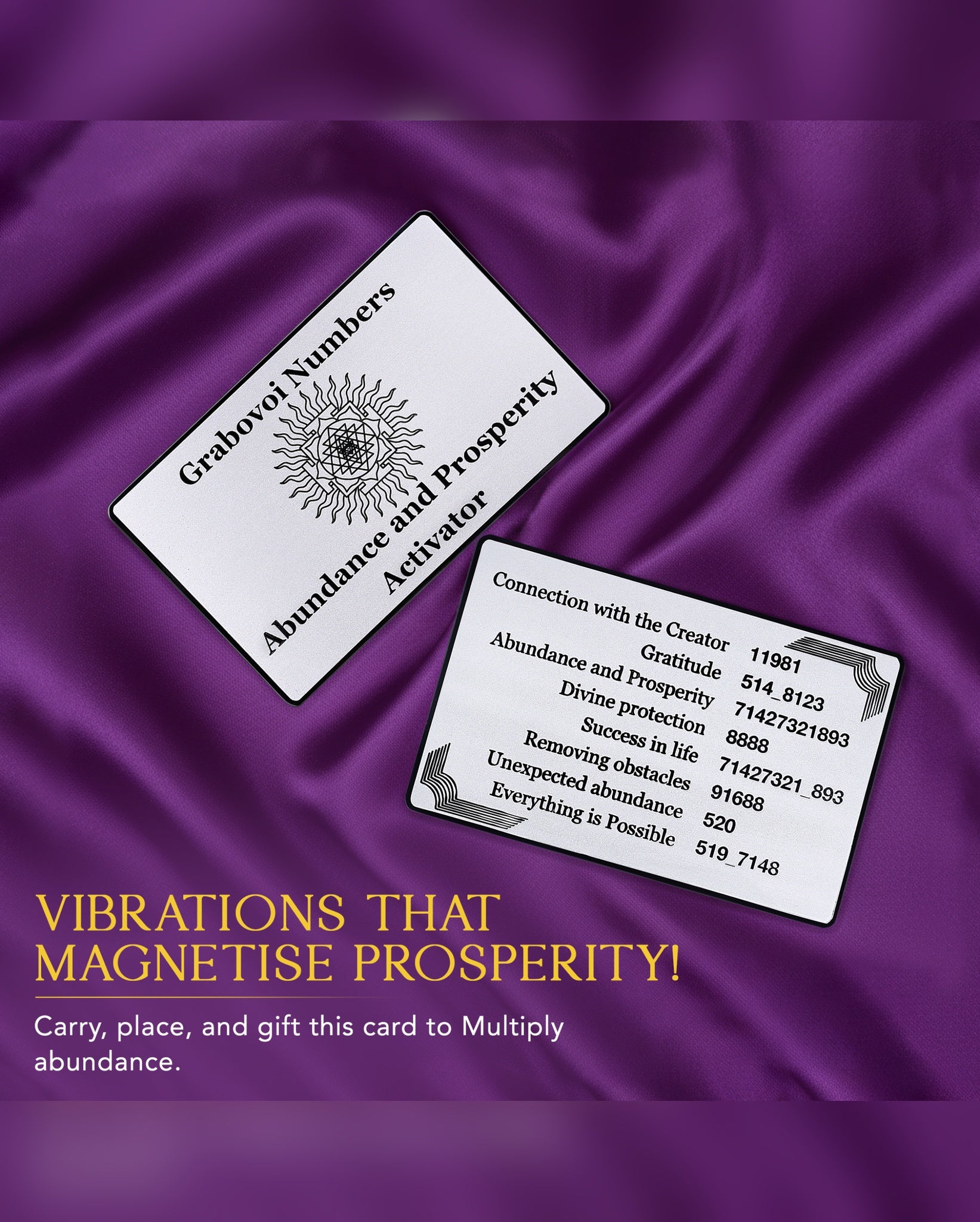 Abundance Activator Card with Grabovoi Numbers and SacredĀ Geometry