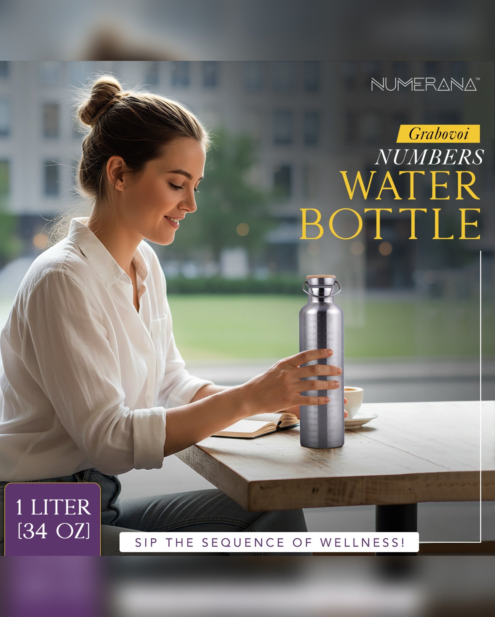 Water Activator Bottle with Grabovoi Numbers and Sacred Geometry (1L | 1000ml)