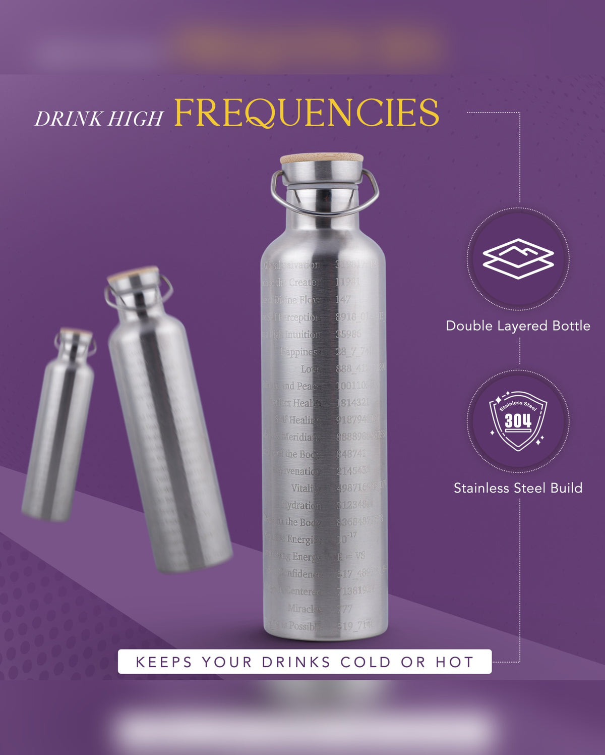 Botella Activadora De Agua con Números de Grabovoi y Geometría Sagrada (1L | 1000ml)