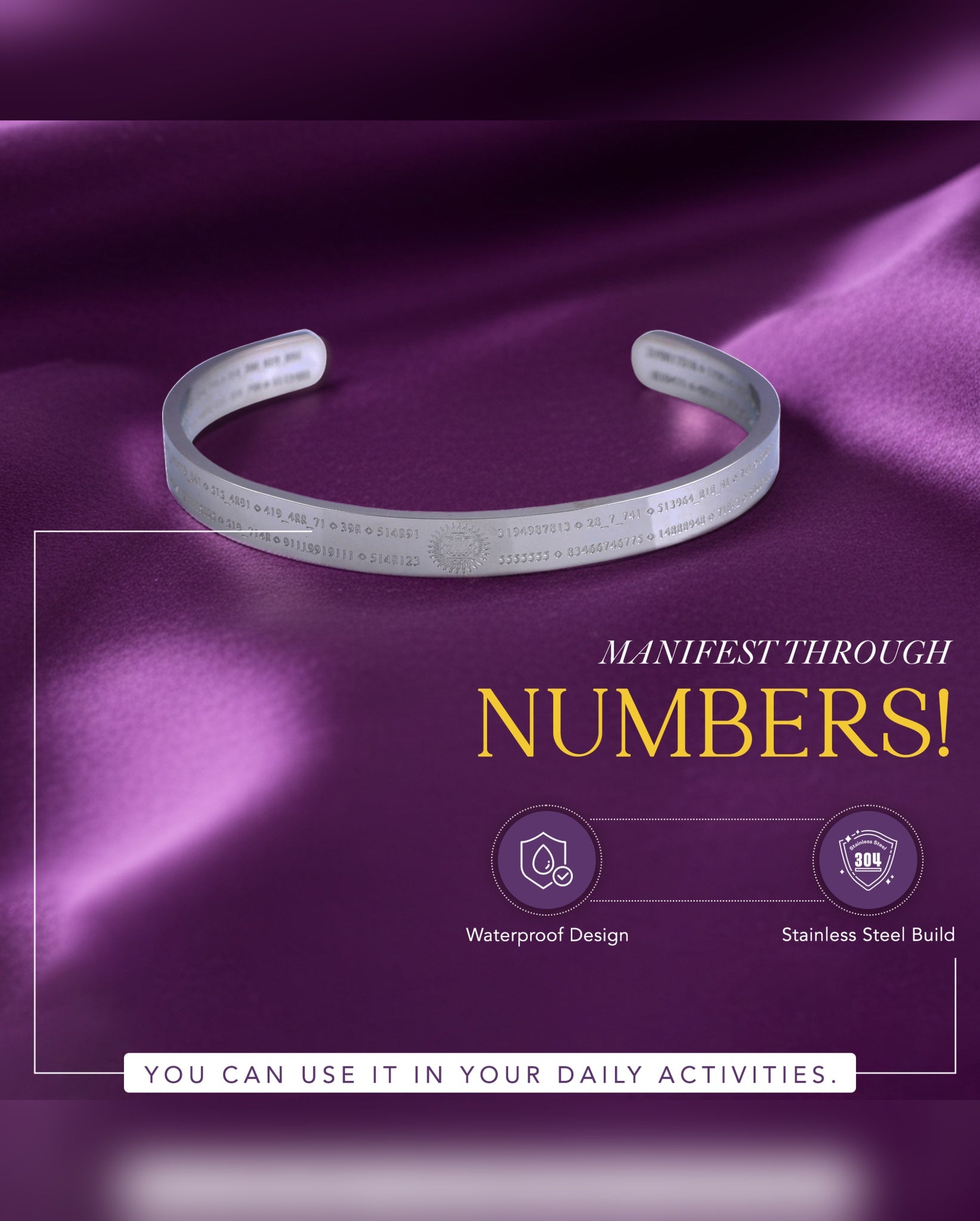 Life Activating Bracelet with Grabovoi Numbers and Sacred Geometry