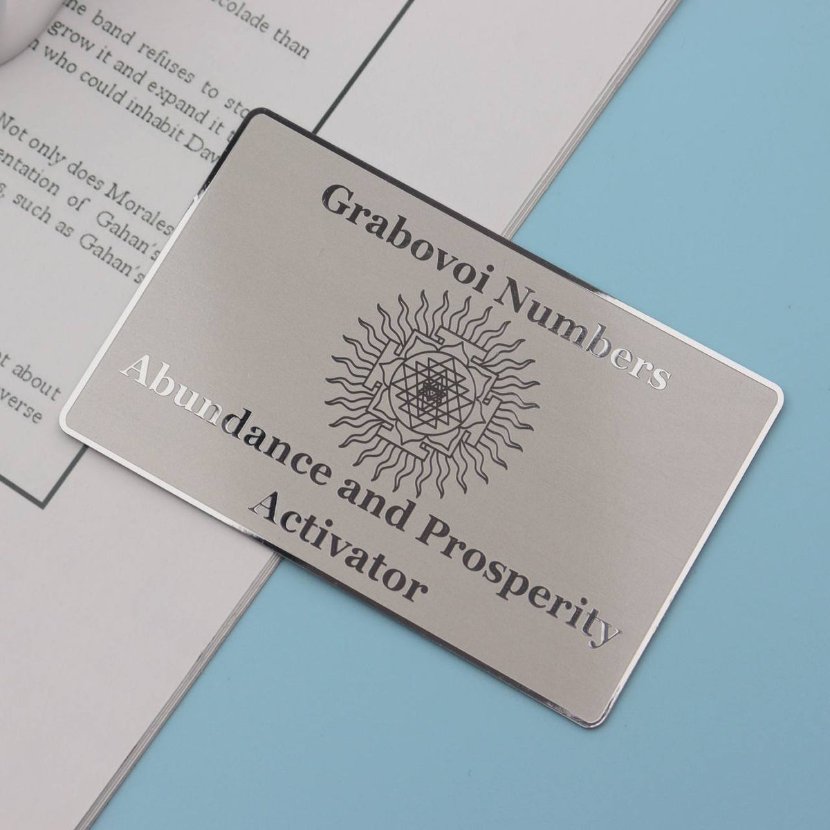 Grabovoi number wallet card designed to enhance abundance, wealth, and financial alignment through spiritual technology.