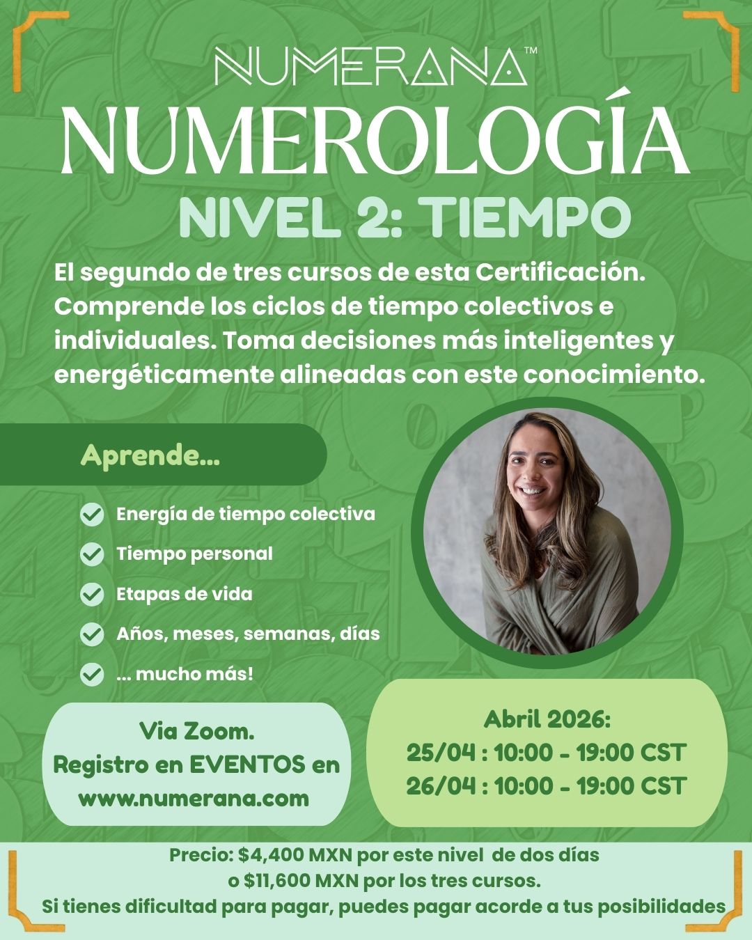 Certificación De Numerología | Por Zoom | Nivel 2: El Tiempo (2026)