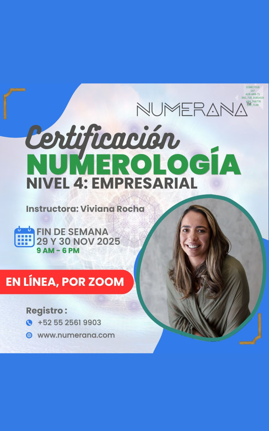 Certificación En Zoom De Numerologia Nivel 4: Numerología Empresarial