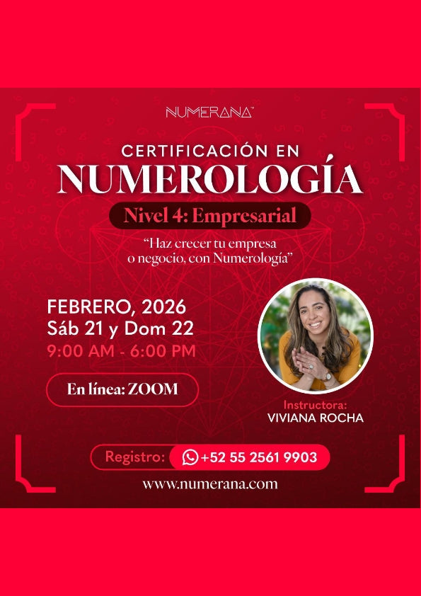Certificación En Zoom De Numerologia Nivel 4: Numerología Empresarial  (Nuevo)