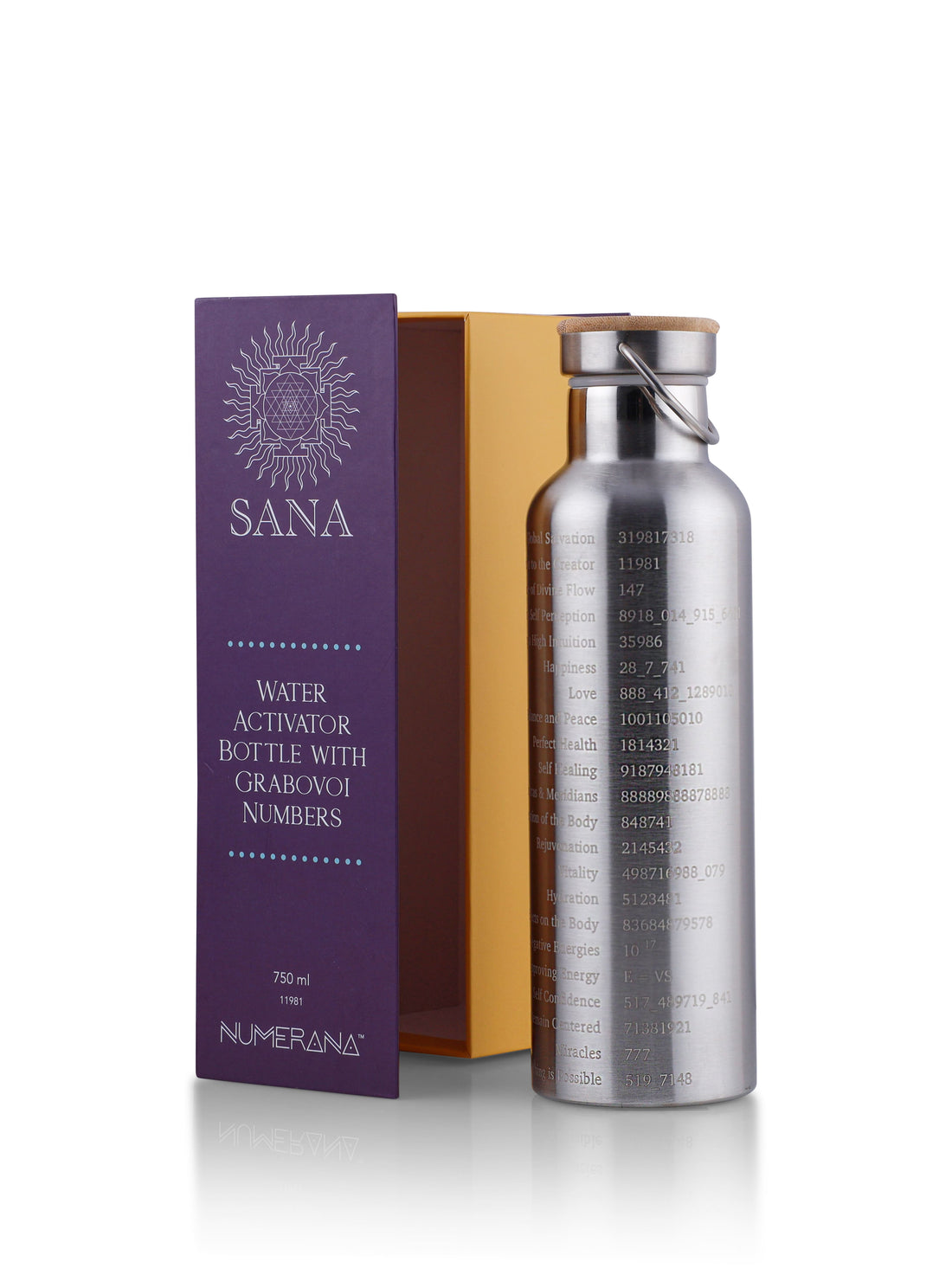 Water Activator Bottle with Grabovoi Numbers and Sacred Geometry (750ml)